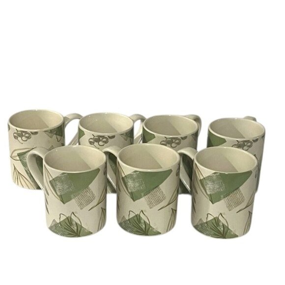 Corelle Textured Leaves 3 7/8" Stoneware Mugs Set of 7 - Picture 3 of 9